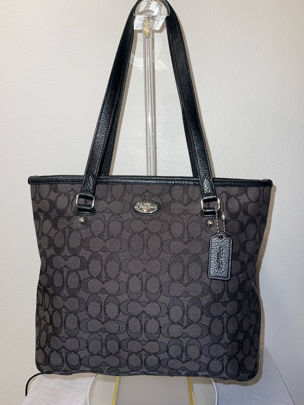 Coach Signature Jacquard Tote in Charcoal Black SOLD
